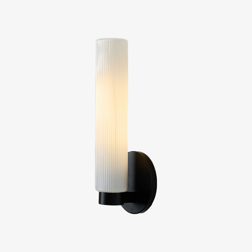 Milk glass Rivora sconce with matte black finish