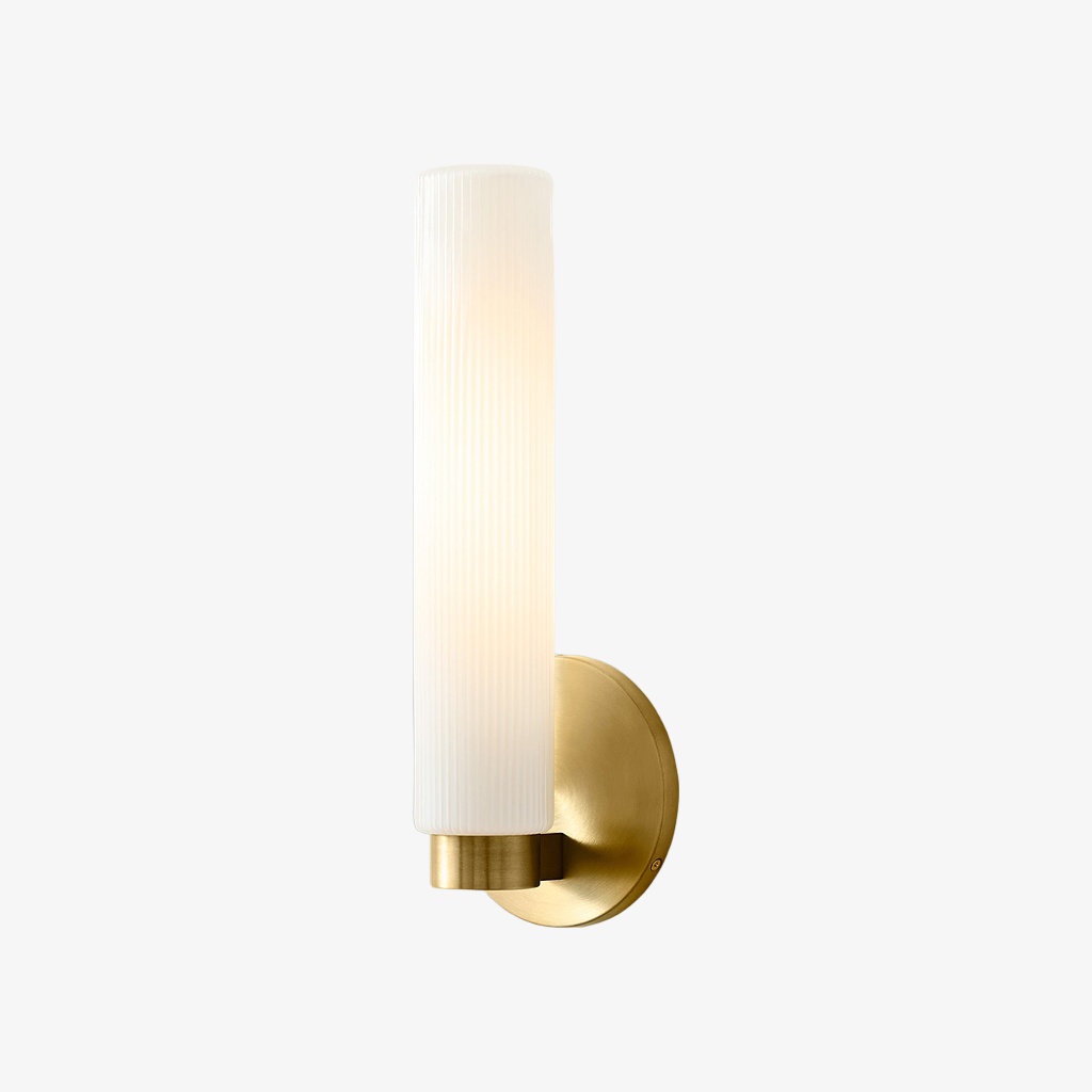 Milk glass Rivora sconce with antique brass finish