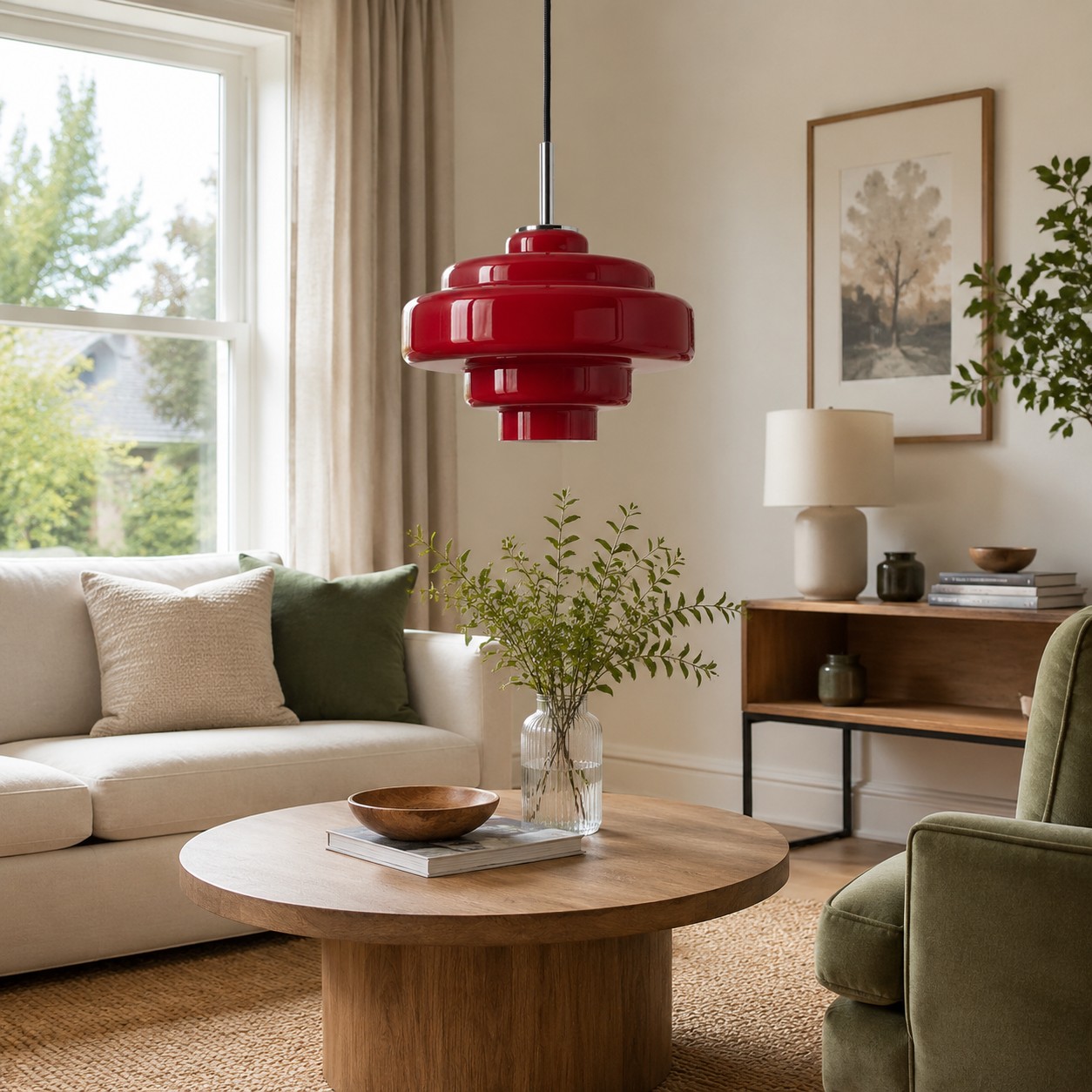 Red Koloro pendant light in living room