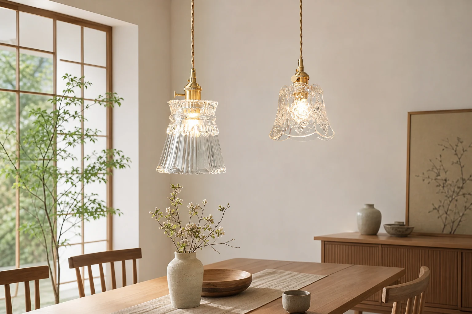 Japanese pendant light in a lifestyle room setting