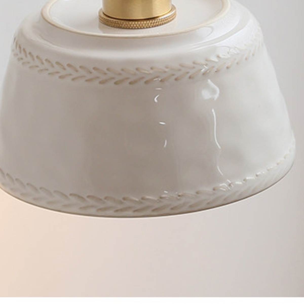 Close-up of embossed ceramic shade finish
