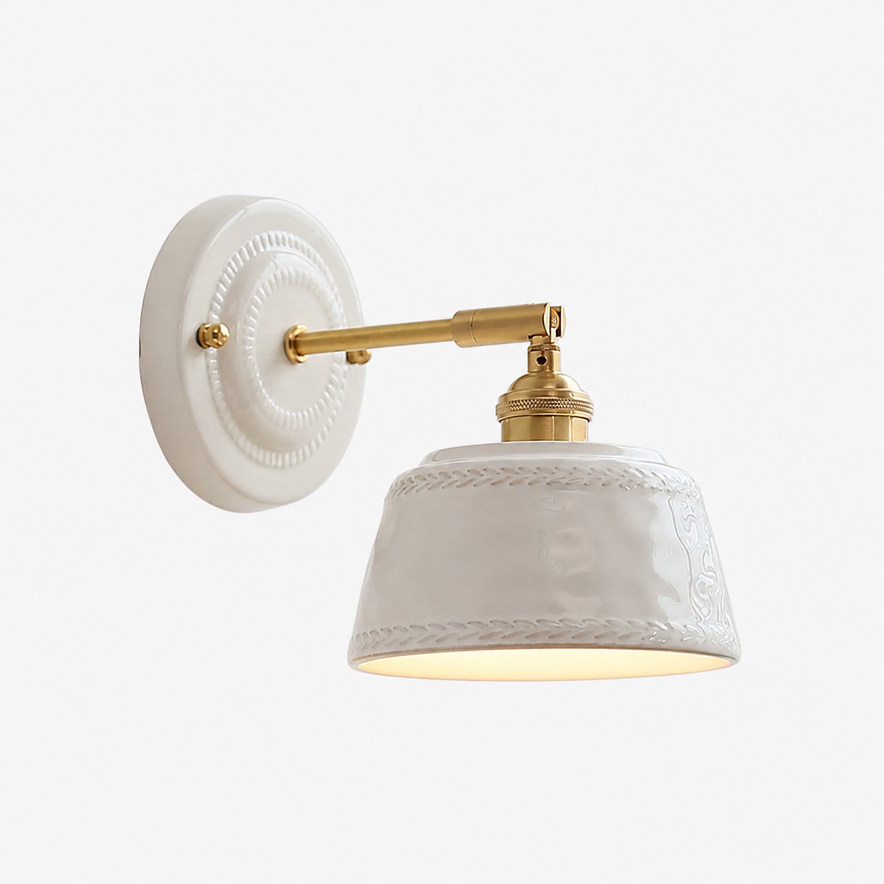 White ceramic bedside wall lamp