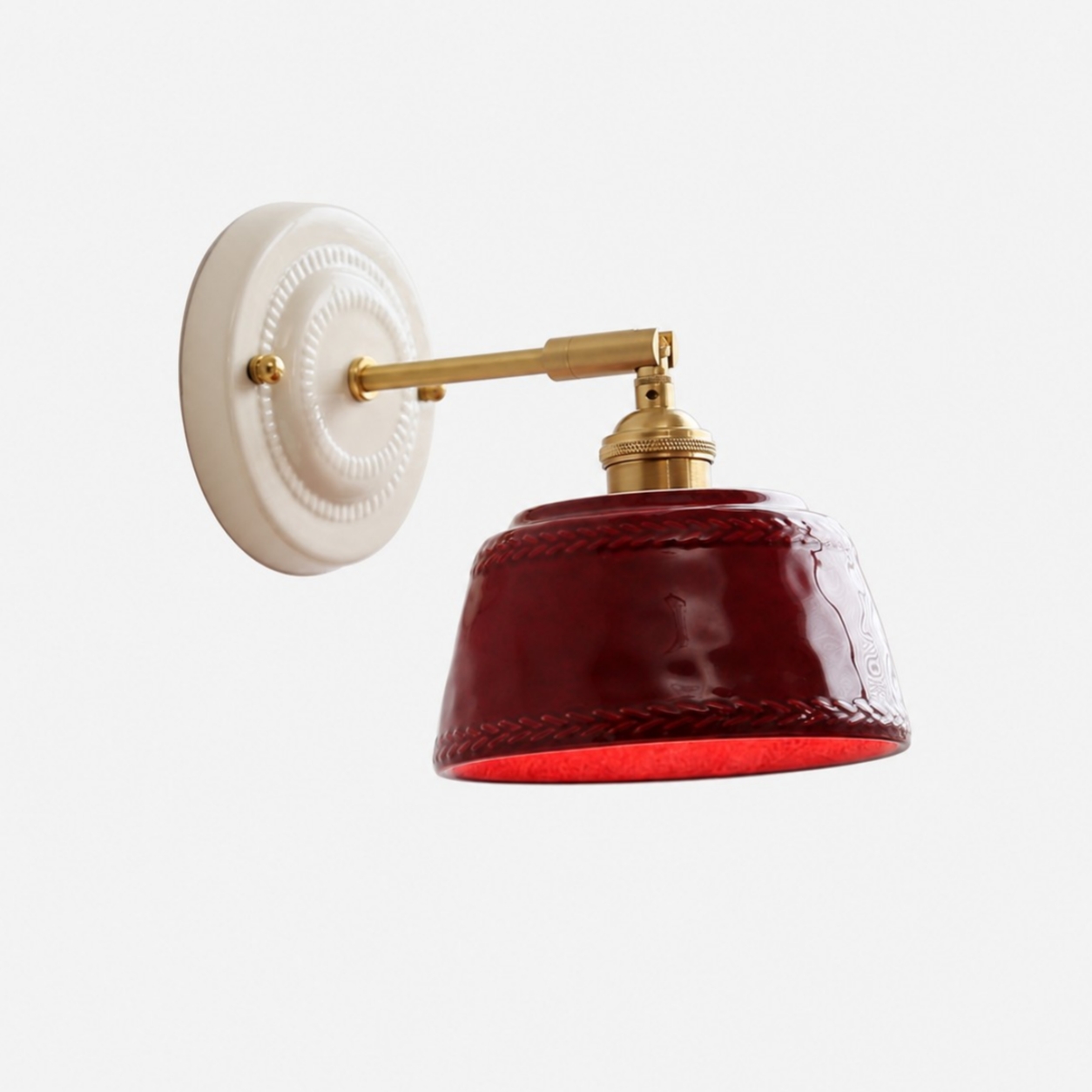 Red ceramic bedside wall lamp