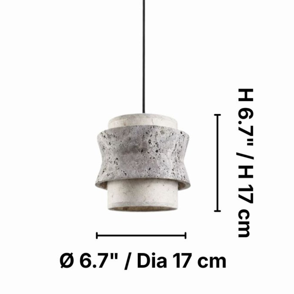 Style B gray travertine stone pendant dimension diagram