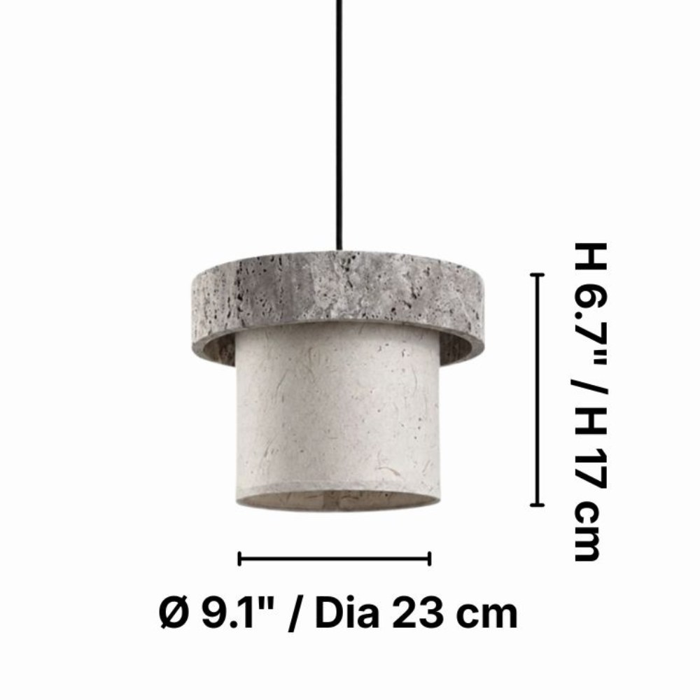 Style D gray travertine stone pendant dimension diagram