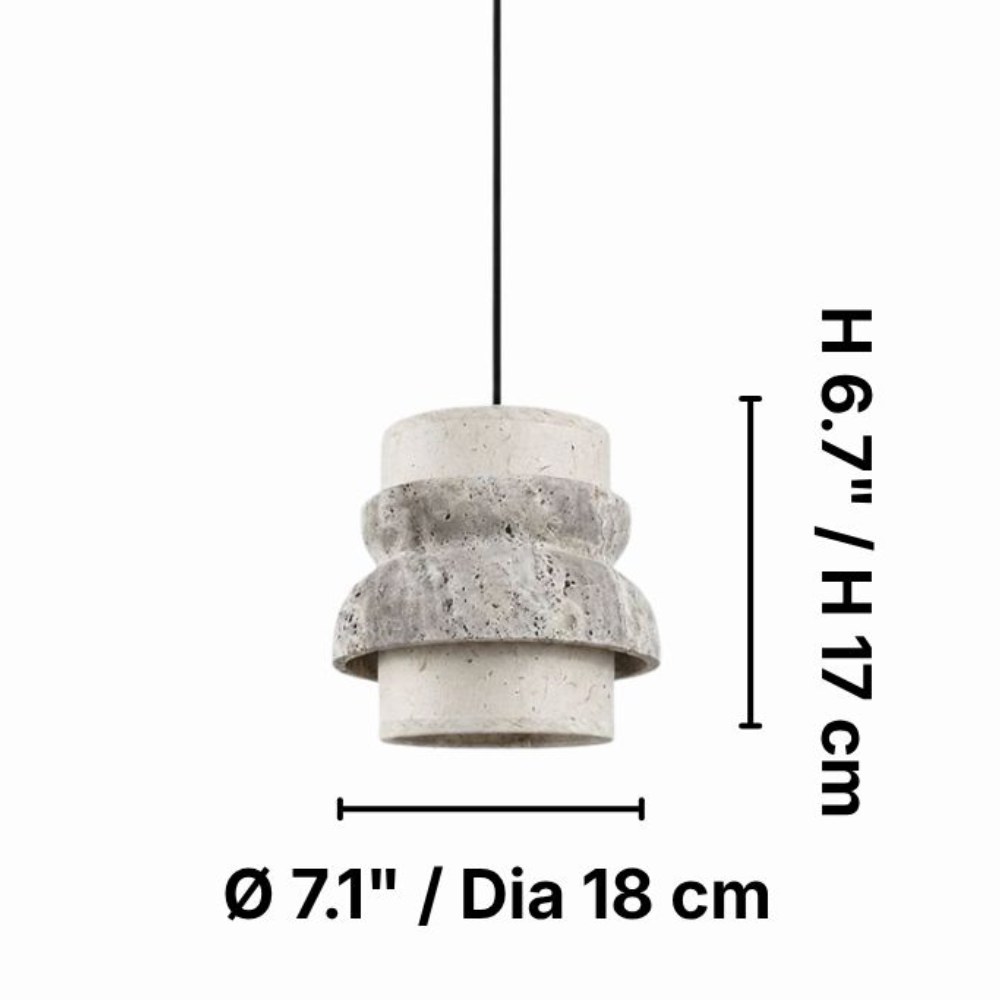 Style A gray travertine stone pendant dimension diagram
