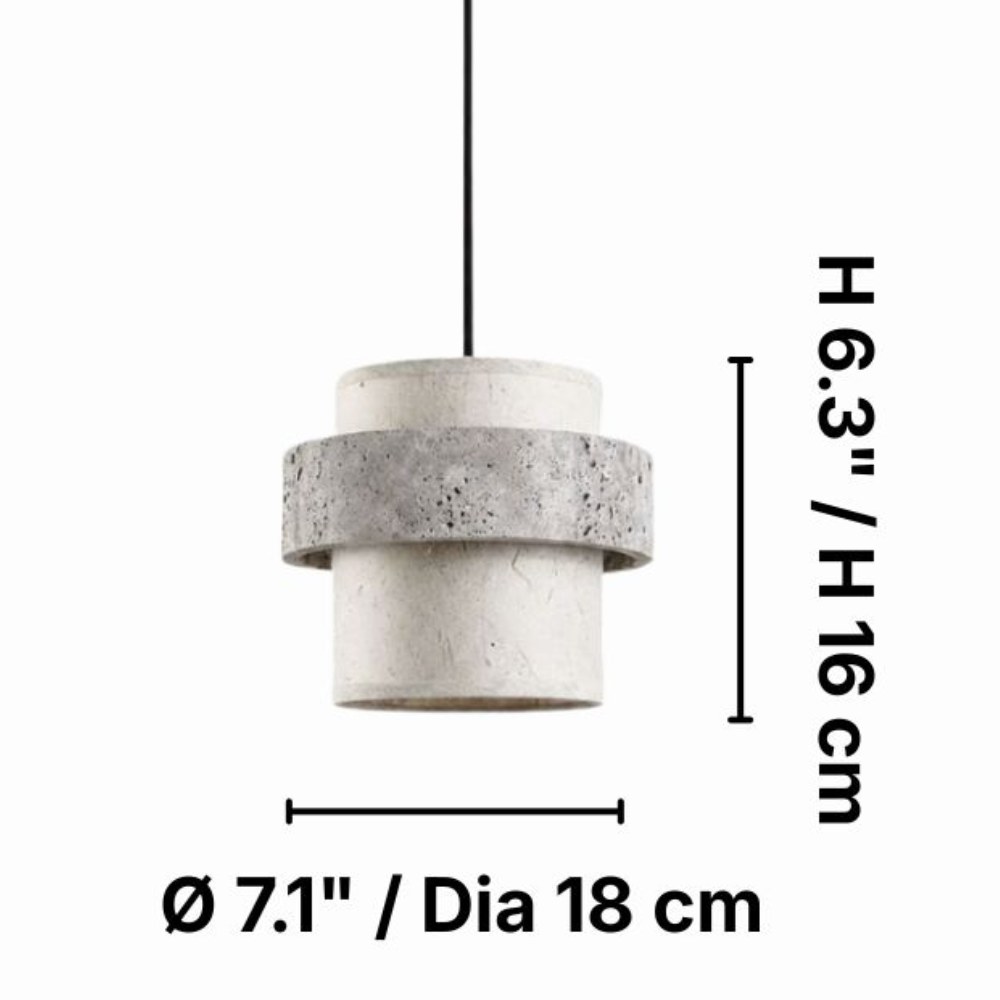 Style C gray travertine stone pendant dimension diagram