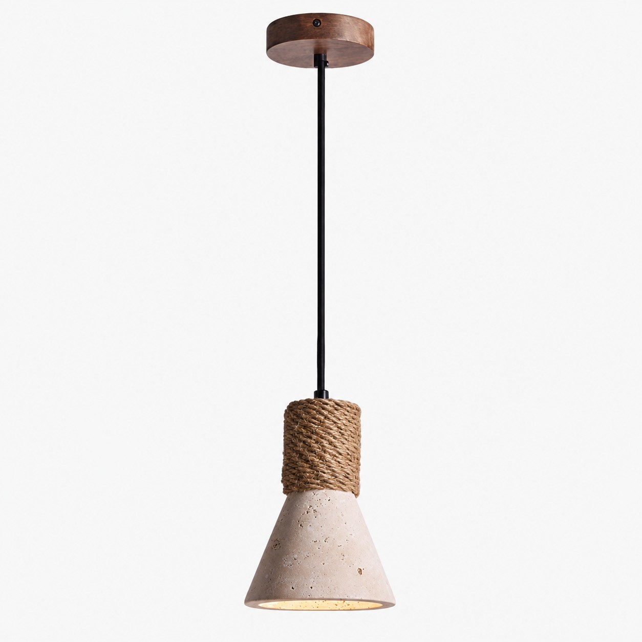 Single head natural travertine pendant light