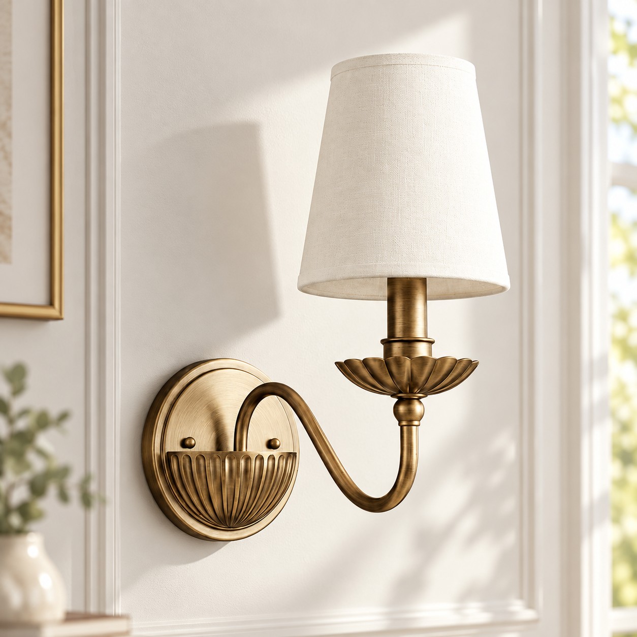 Single Harrison Wall Sconce in Antique Brass finish