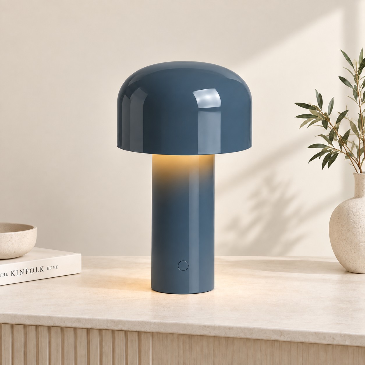 Blue rechargeable LED table lamp finish