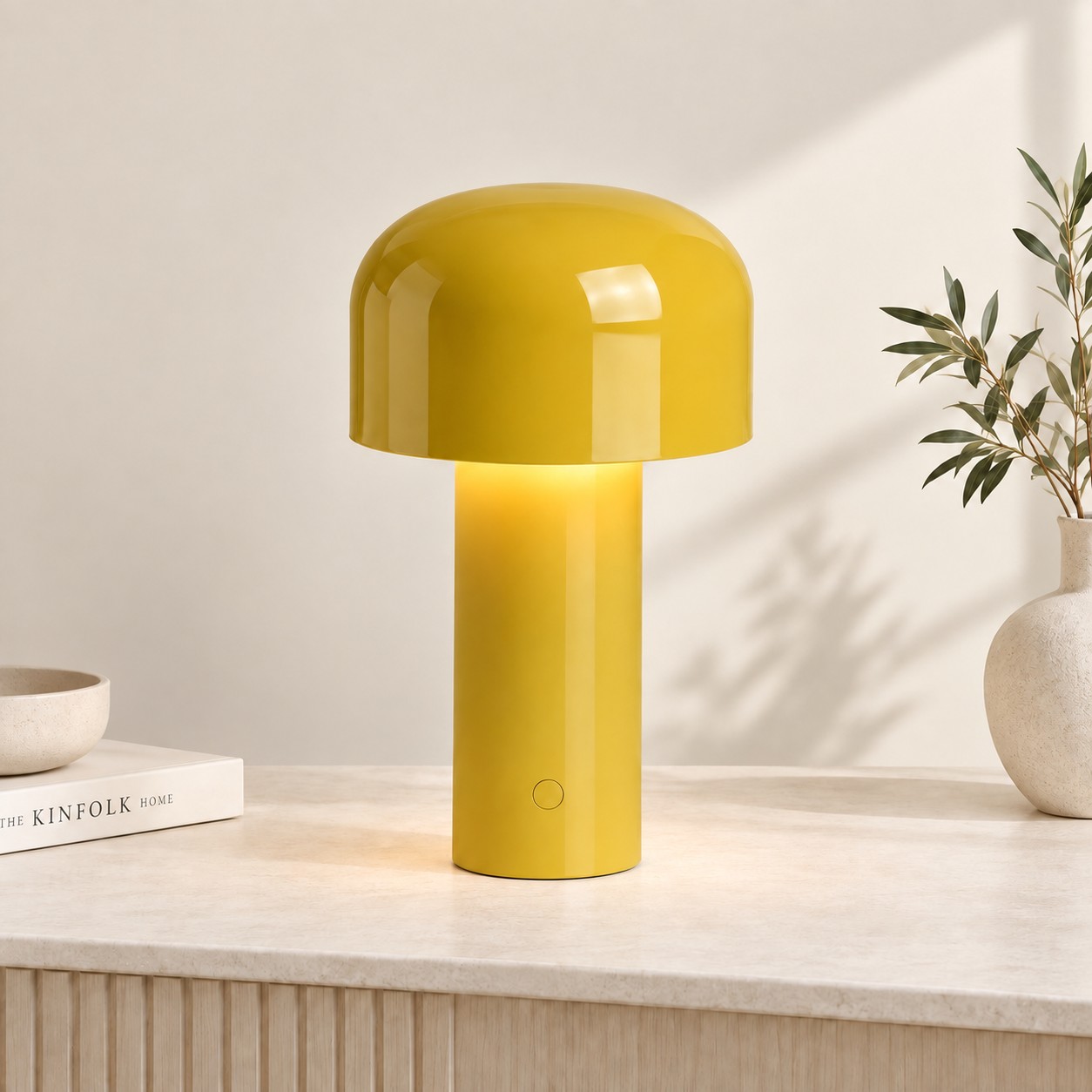 Yellow rechargeable LED table lamp finish