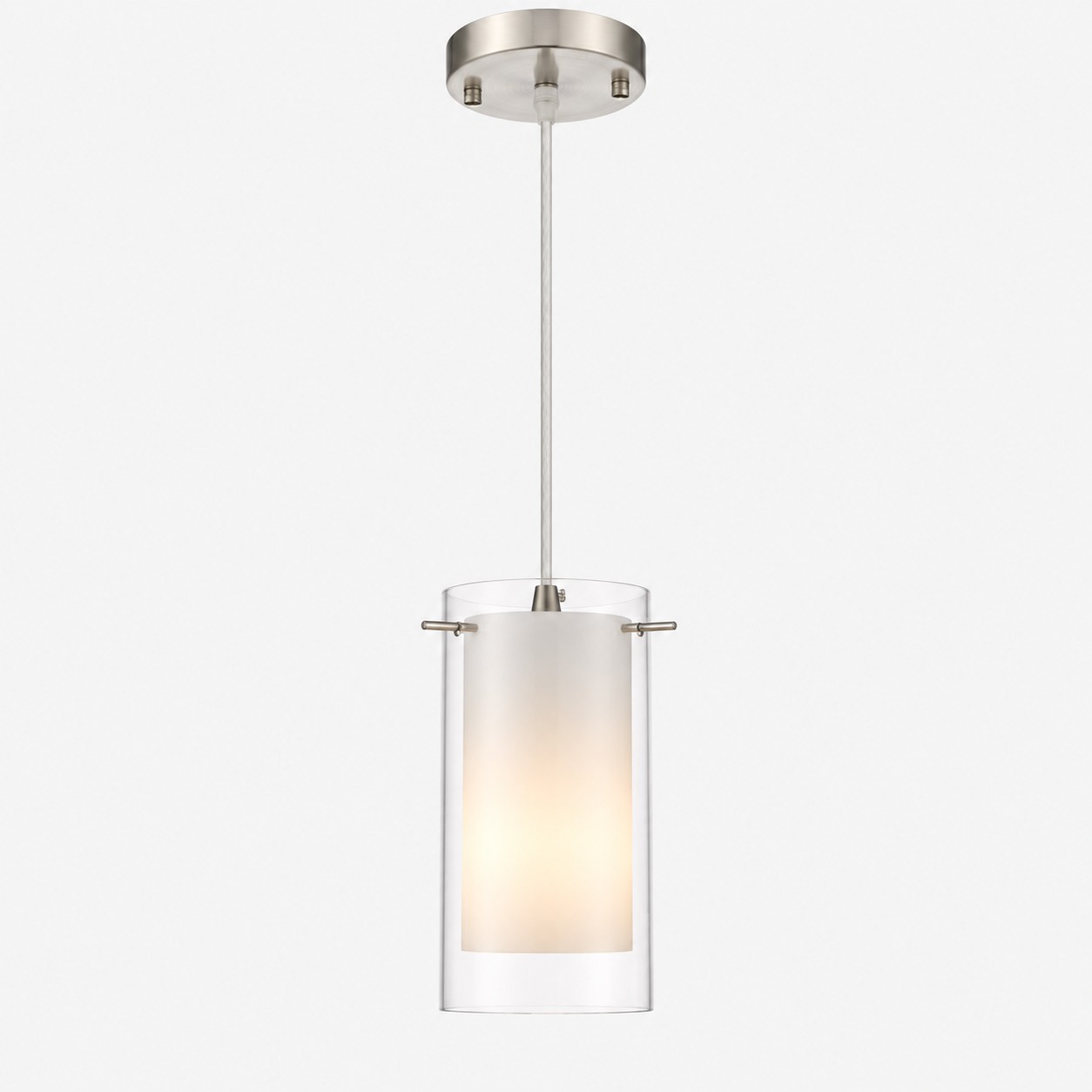 Chrome Finish, Clear and White Shades: Modern Double Glass Pendant Light — An understated perspe