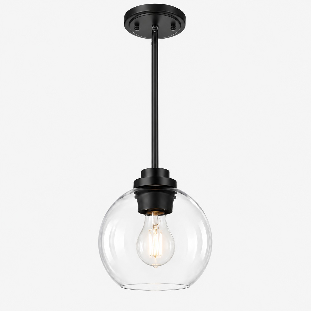 Clear Glass Globe Pendant Light: Adjustable Rod — An understated perspective