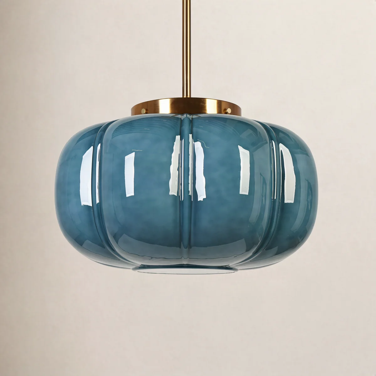 Brass Finish | Ribbed Glass Single-Light Dome Pendant — An understated perspective