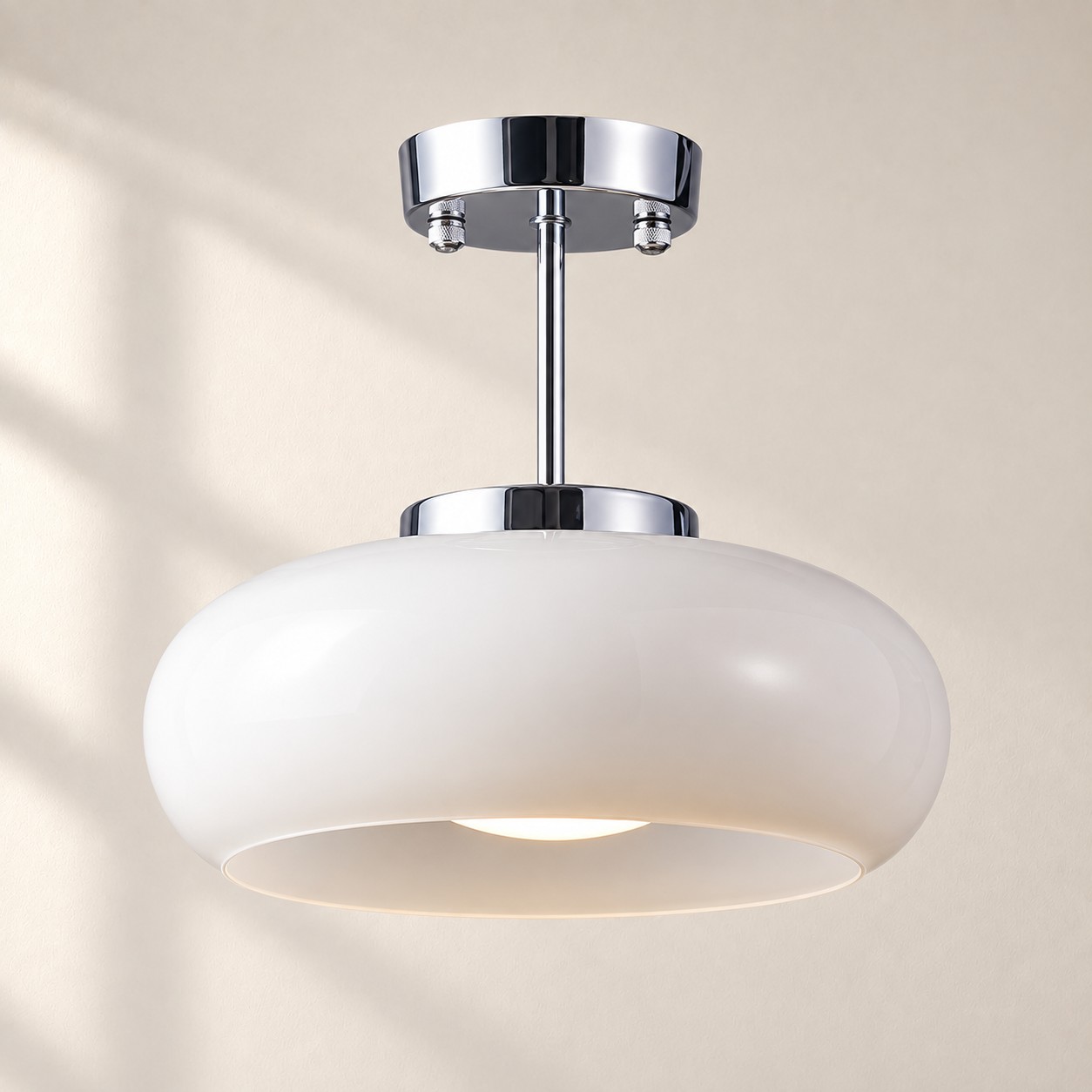 Bauvia Round Glass Ceiling Light: Brass-Finished Mount — An understated perspective