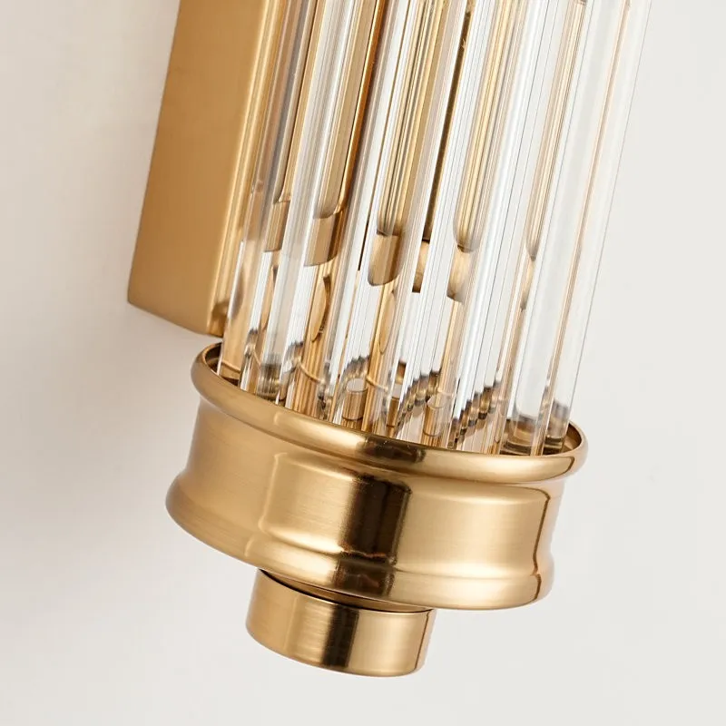 Bravira Brass metal end cap and ribbed glass detail