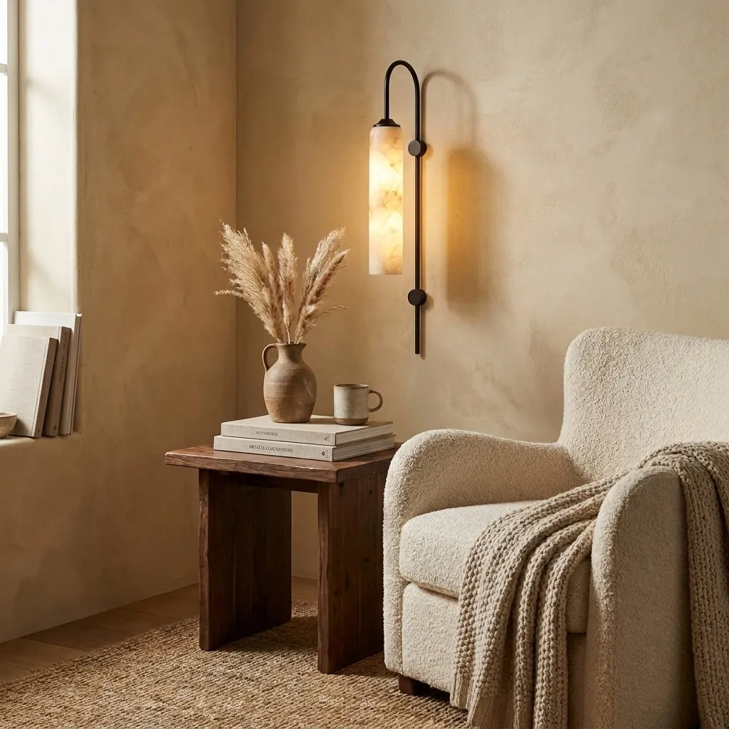 Float Long Tube Alabaster Wall Sconce