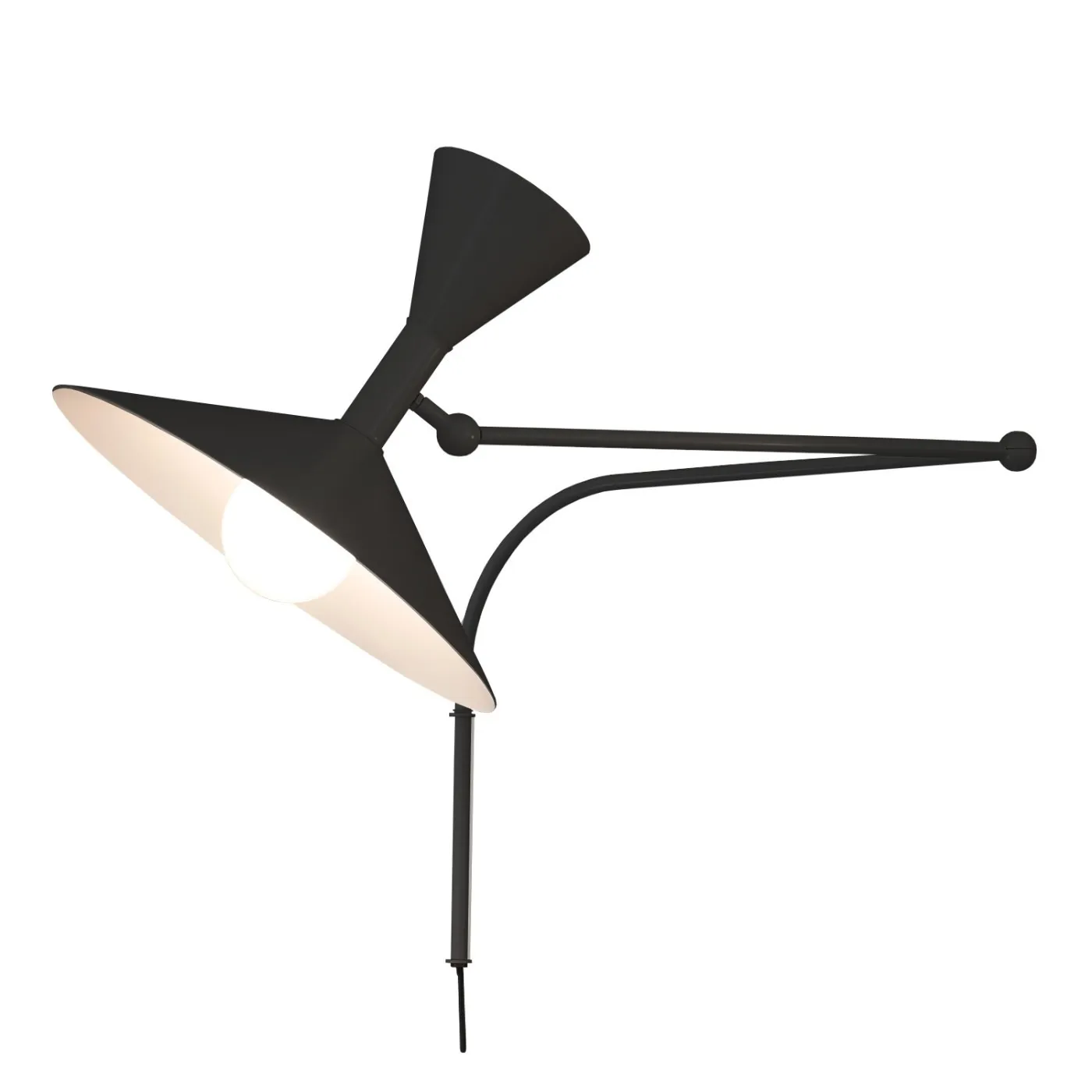 Black Marseille swing arm sconce shown in full