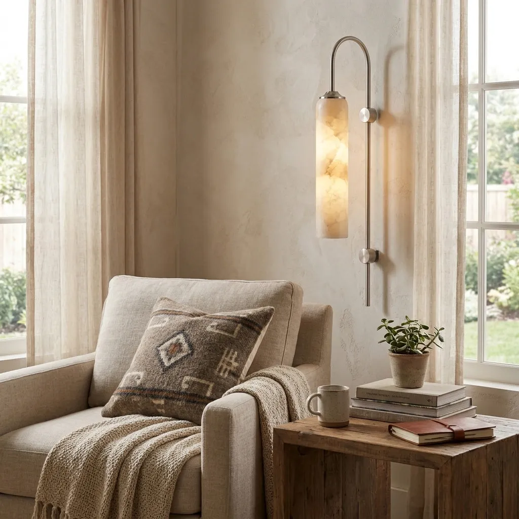 Float Long Tube Alabaster Wall Sconce