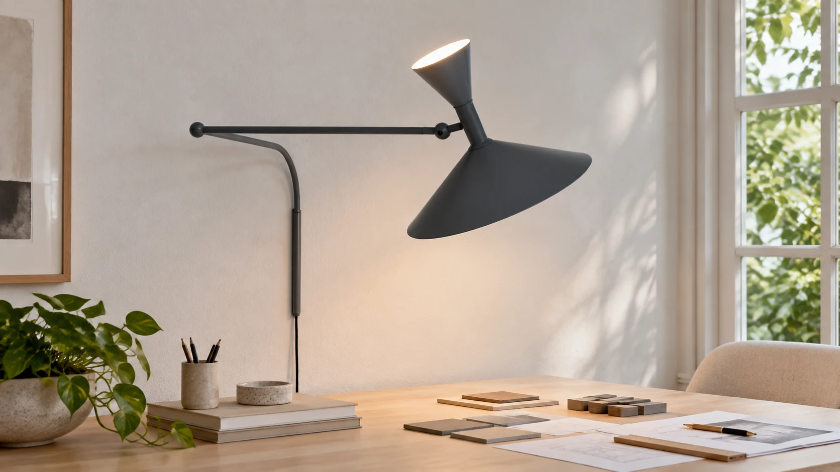 Marseille swing arm plug-in sconce in an interior setting