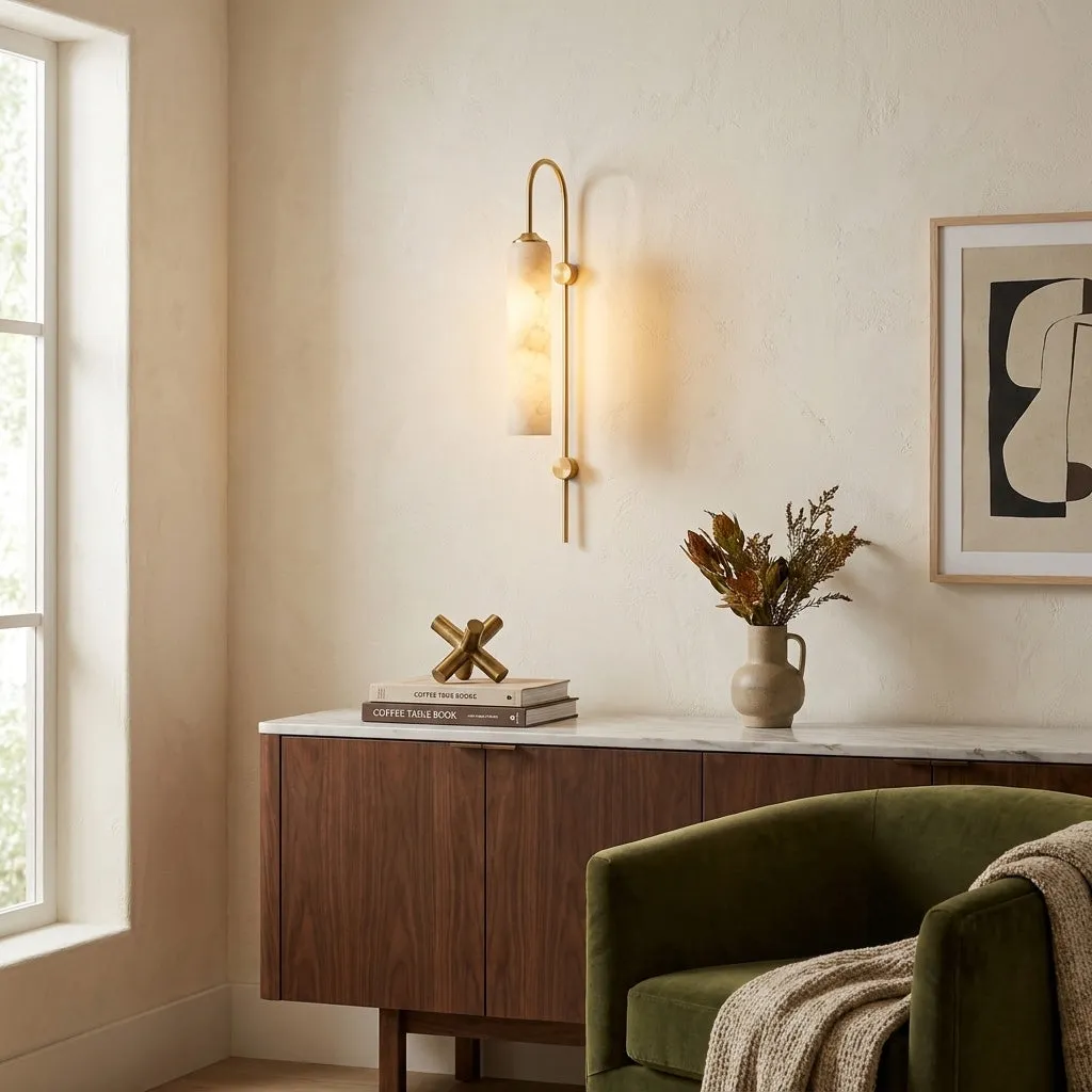 Float Long Tube Alabaster Wall Sconce
