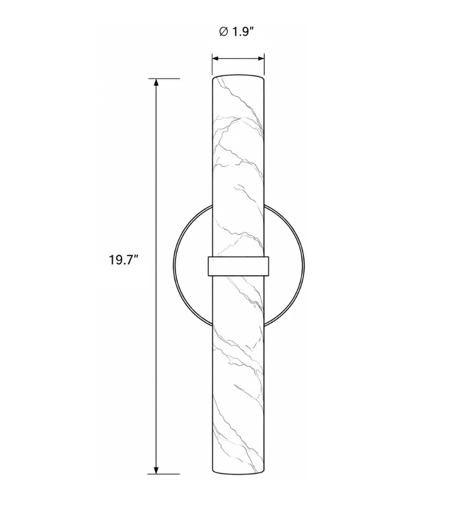 Aluna Alabaster Bar Wall Light Model B size diagram, enlarged