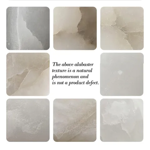 Alabaster texture samples — natural veining varies from piece to piece