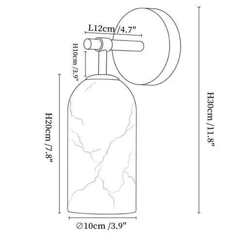 Pillar Alabaster Wall Sconce size chart — Model A