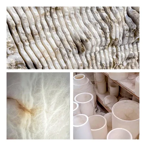 Raw alabaster stock and veining detail
