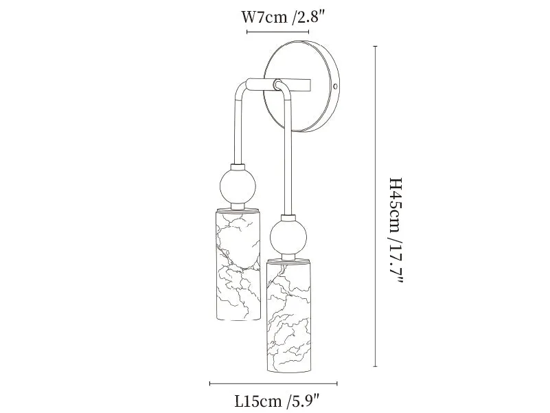 Harlin Plug-In Alabaster Wall Lamp — 2 heads left size reference