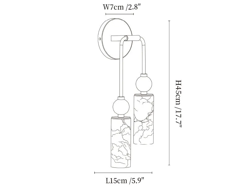 Harlin Plug-In Alabaster Wall Lamp — 2 heads right size reference