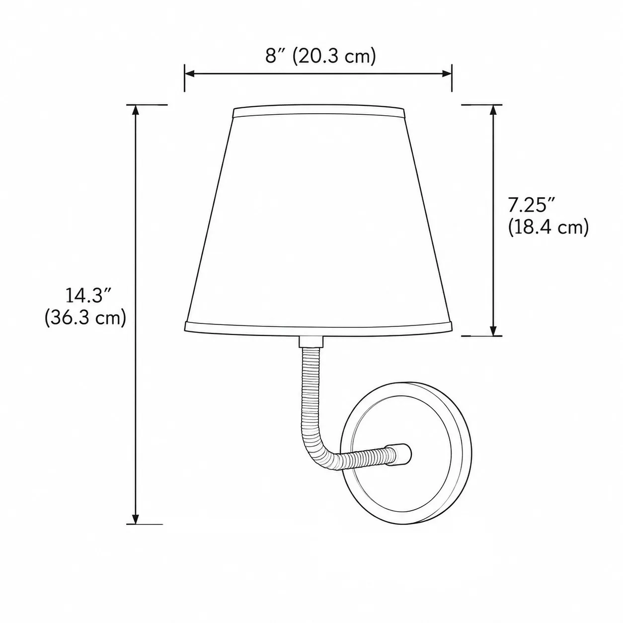 Glissum Larkspur Sconce dimension drawing