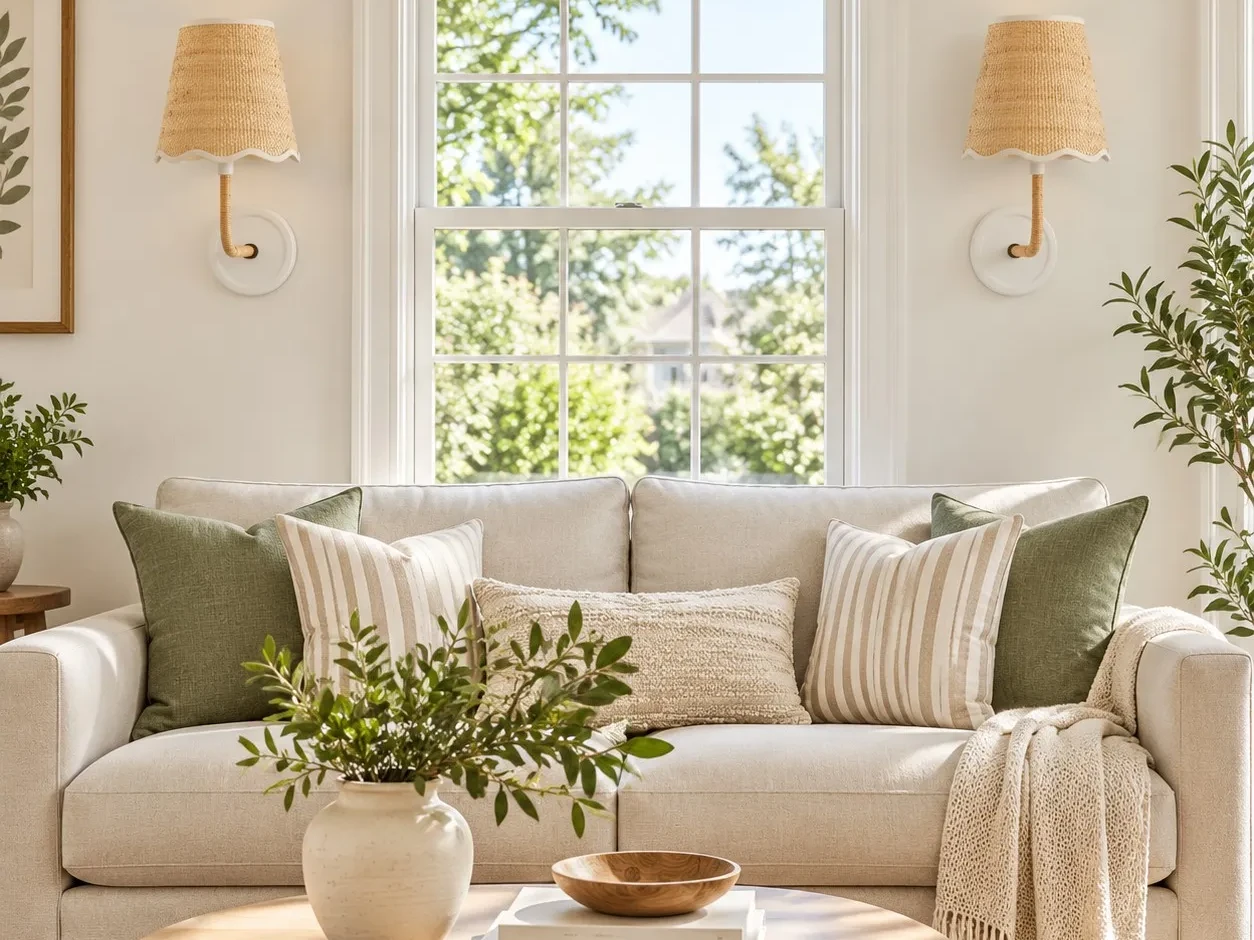 Glissum Larkspur Sconce in a warm living room