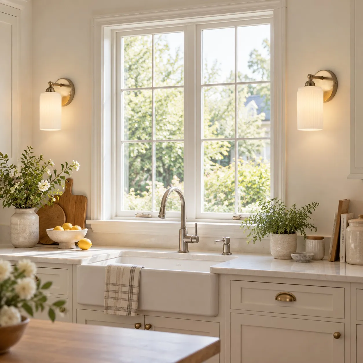 David fluted glass wall sconce in a bathroom
