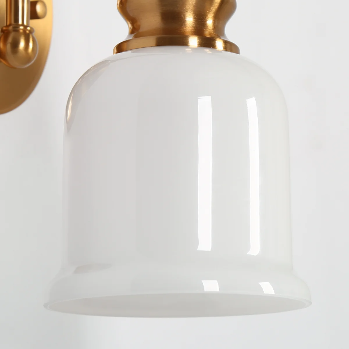 Close-up of Cassiel glass shade and metal cap