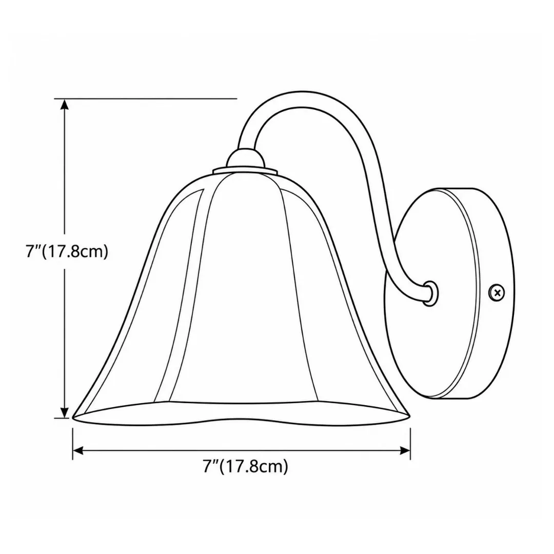 Original Bellina dimension drawing showing width and overall height of 7 inches, 17.8 centimetres